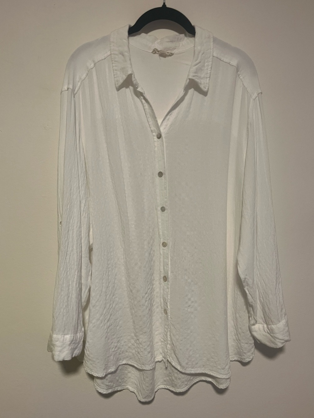 Classic White Button-Up women’s blouse.